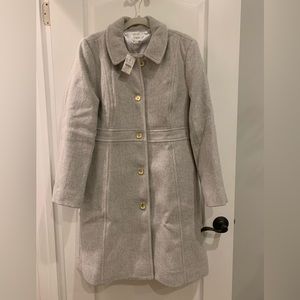 J. Crew [The Lady Coat] Trench Coat. NWT. Wool Polyester blend. Gold buttons.